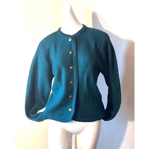 Vintage Tally Ho Designer Green Wool Button Down Sweater Woman's Size Small - Picture 2 of 10
